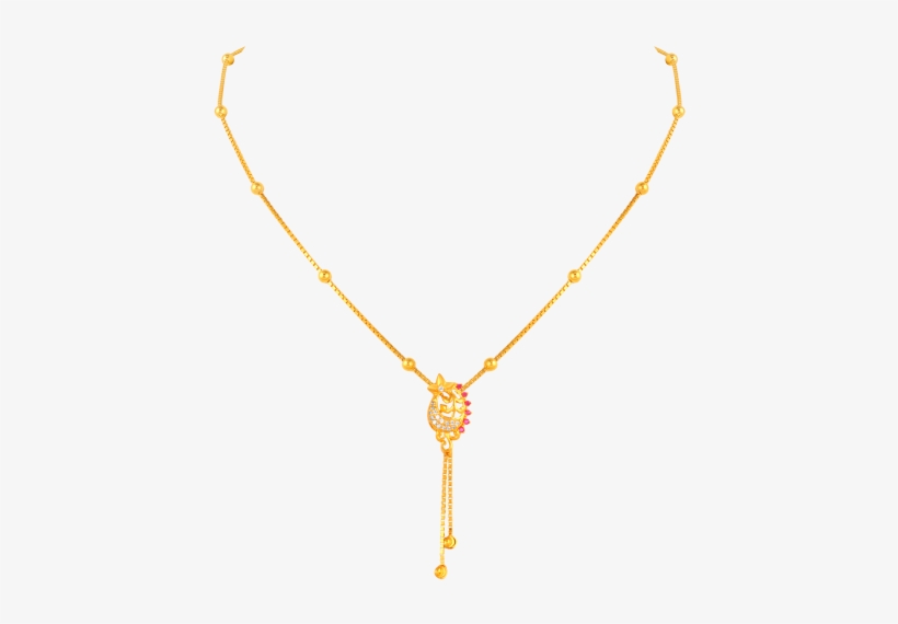 Urbane Stylish Floral Studded Gold Necklace - Necklace, transparent png #9746783