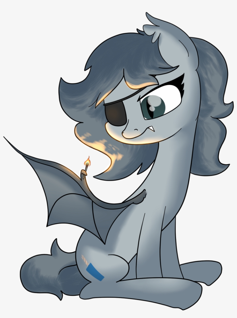 Moonatik, Bat Pony, Bat Pony Oc, Eyepatch, Fire, Match, - Cartoon, transparent png #9748648