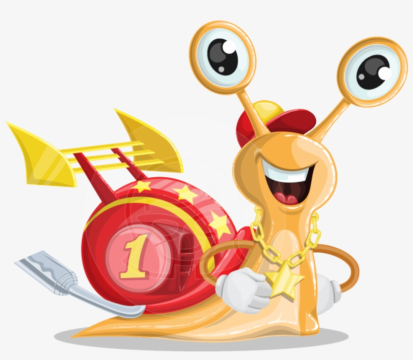 Racer Snail Cartoon Vector Character Aka Mr - Vector Graphics, transparent png #9748676
