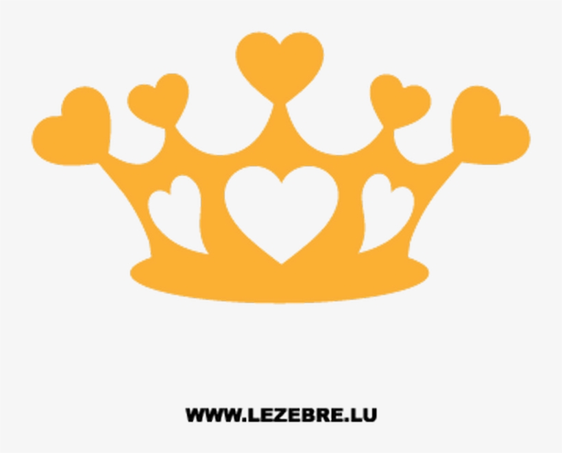 Sticker Deco Couronne Coeurs - Crown Silhouette With Heart, transparent png #9750987