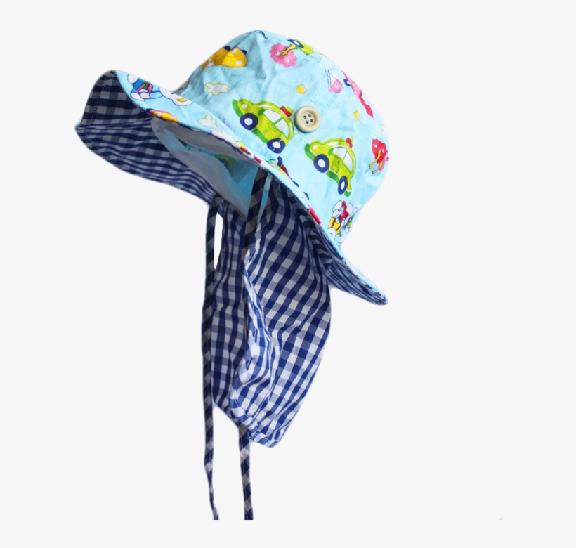 Cartoon Printed Summer Kids Baby Flap Sun Protection - Illustration, transparent png #9753143