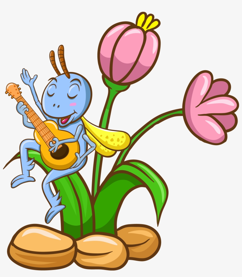 Png Black And White Stock Grasshopper Clipart Ant - Ant And The Grasshopper Clipart, transparent png #9753888