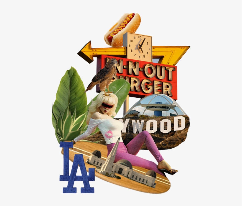 Collage Of Los Angeles With Surf Board And Hollywood - Poster, transparent png #9755686