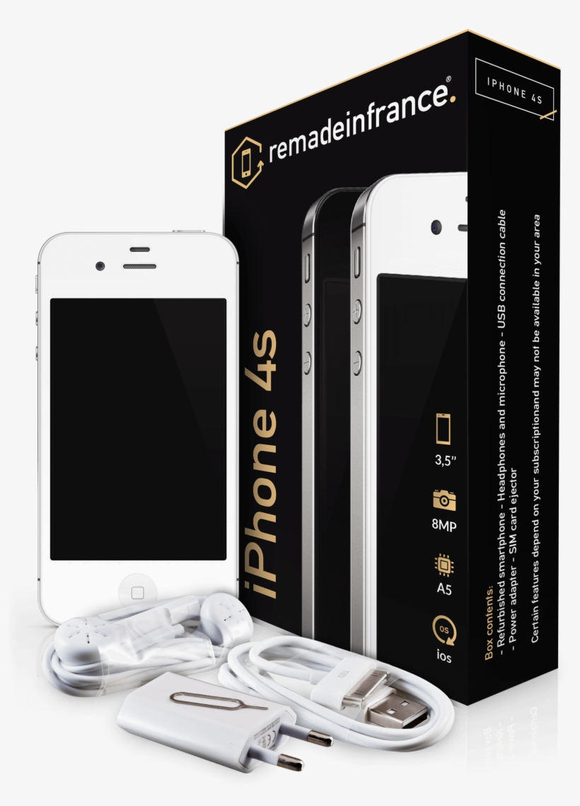 Destockage Apple Iphone 4s 32go Blanc - Iphone Reconditionné En France, transparent png #9758882
