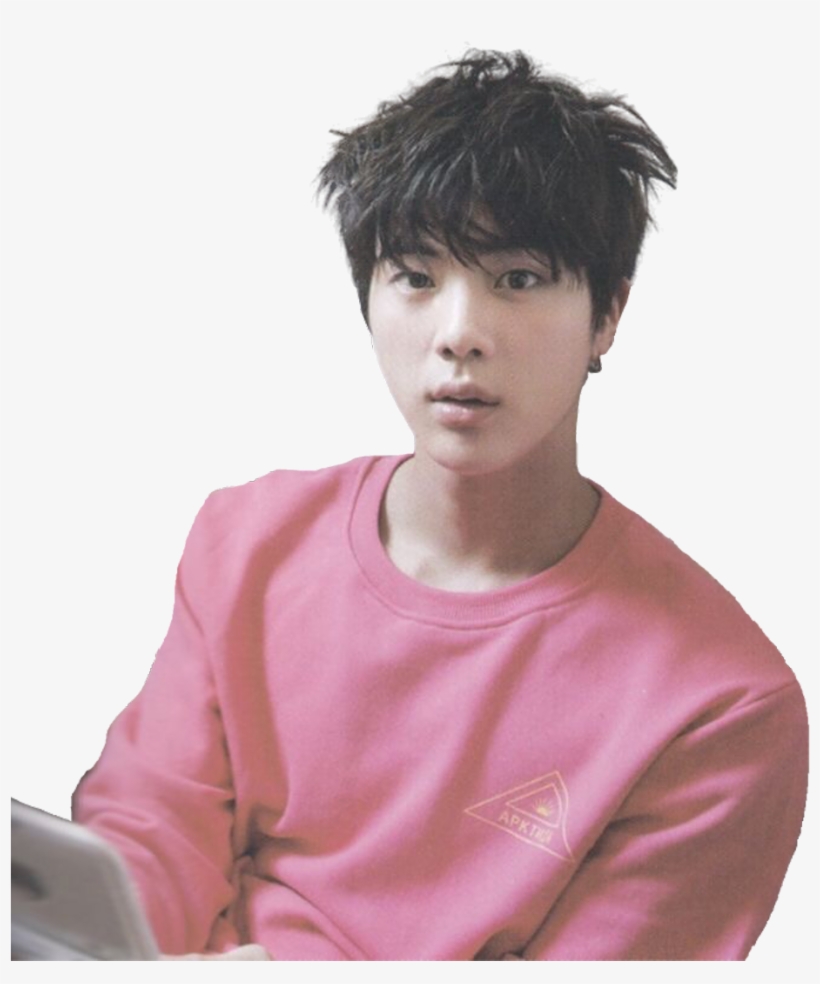 #jin #bts #kpop #cute #handsome #pink #hair #freetoedit - Jin, transparent png #9761532