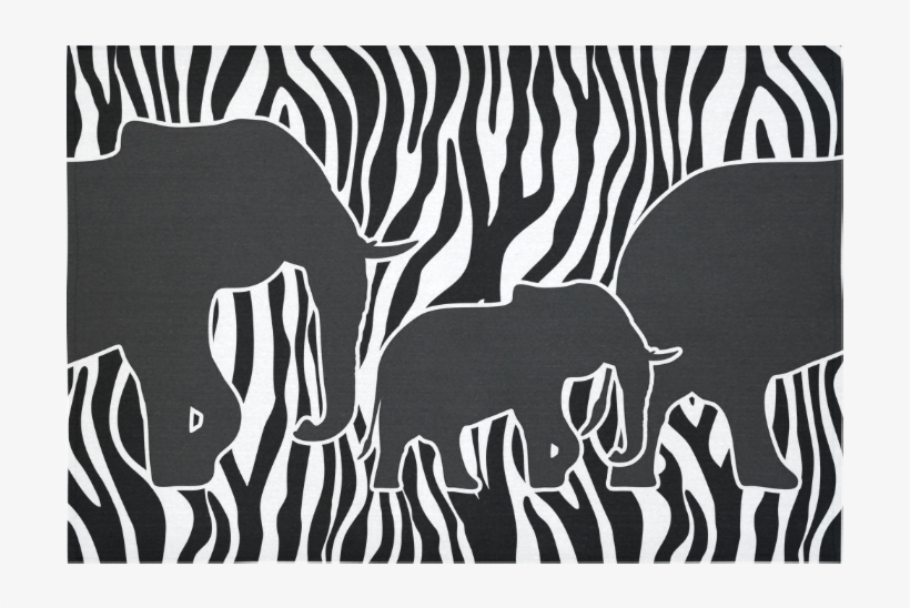 Elephants To Zebra Stripes Black & White Cotton Linen - Herd, transparent png #9761746
