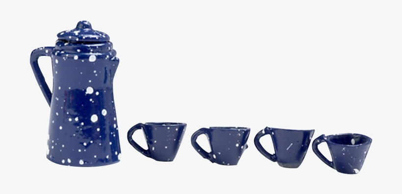 This 1 Inch Scale Blue Spatter Dollhouse Coffee Set - Blue And White Porcelain, transparent png #9762447