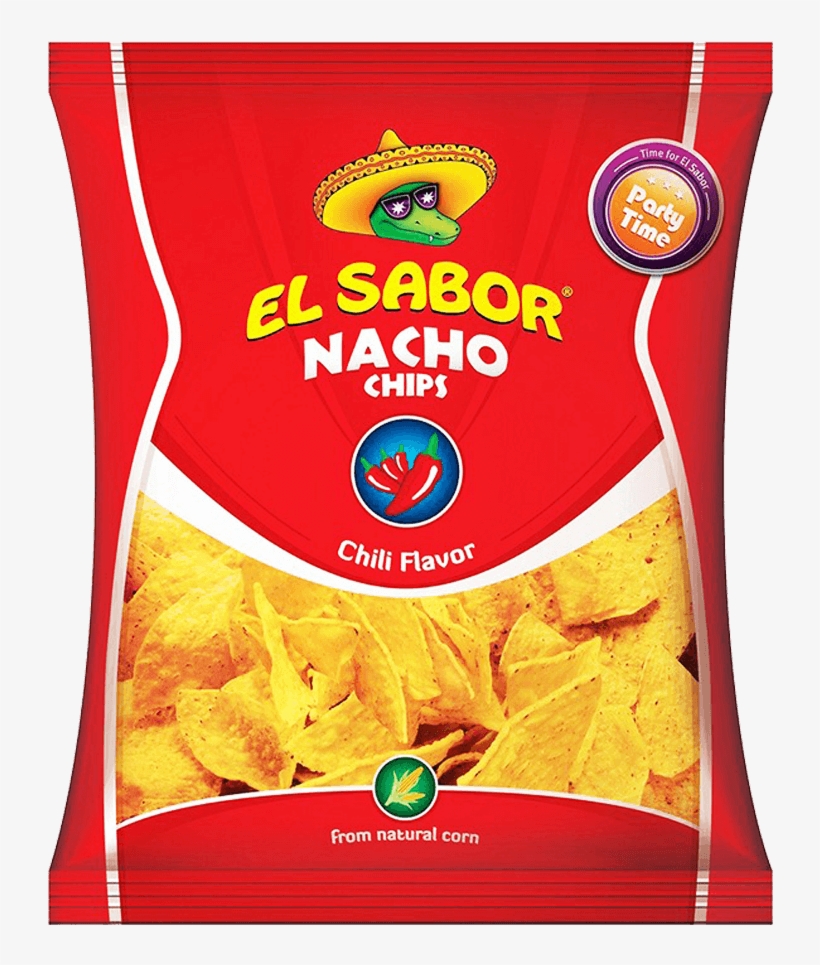 El Sabor Nacho Chips Chili Flavor 100 Gm - El Sabor Nachos, transparent png #9765275