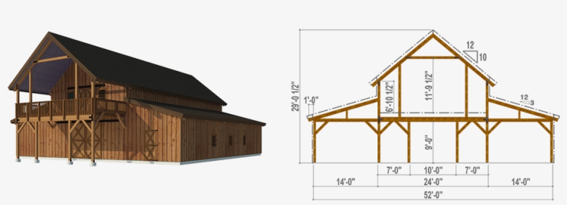 Pre-designed Barn Kit Great Plains Western Horse Barn - Roof, transparent png #9769437