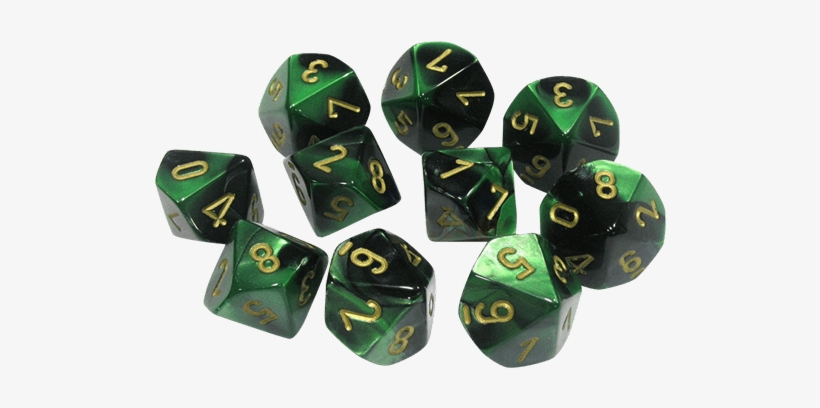 Gemini Polyhedral Black Green Gold X10 - Dice Game, transparent png #9769483