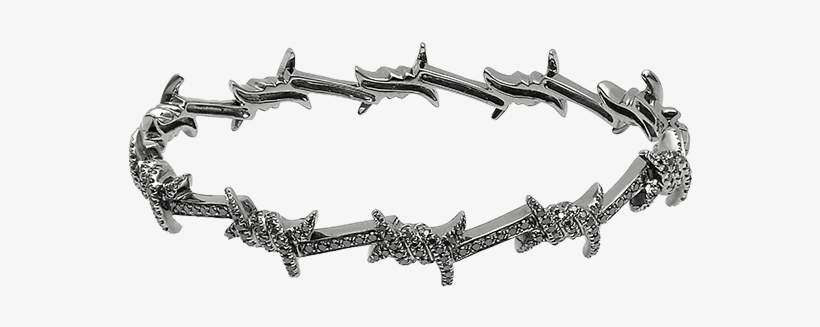 Barbed Wire Gold And Black Diamonds Bangle For Women - Choker, transparent png #9774980