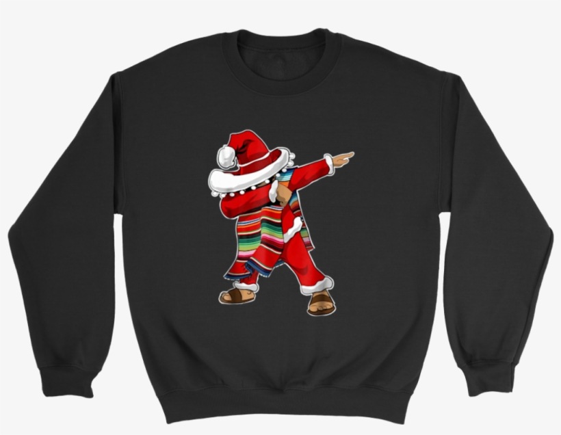 Christmas Sombrero Dabbing Mexican Poncho Santa T-shirt - Crew Neck, transparent png #9775510