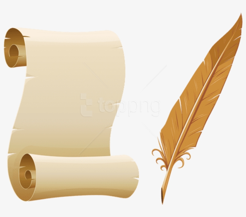 Free Png Download Scrolled Paper And Quill Pen Clipart - Paper And Quill Transparent, transparent png #9781946