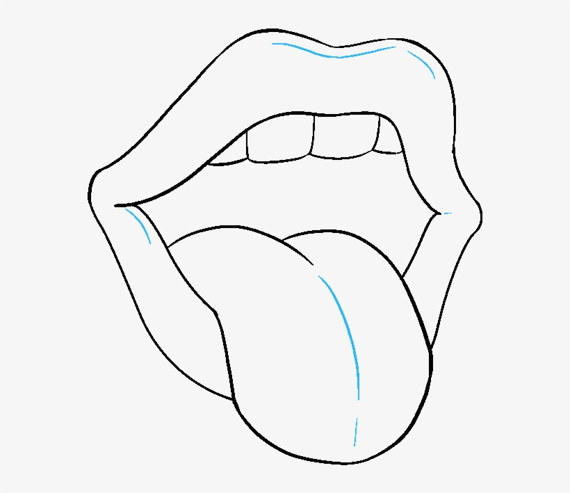 How To Draw Mouth And Tongue - Mouth With Tongue Out Drawing, transparent png #9782132