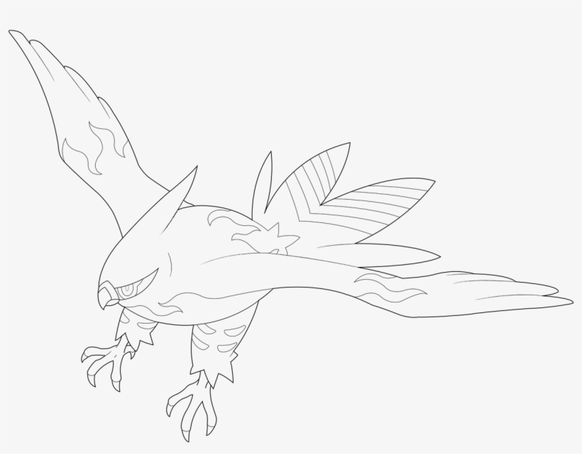 Lineart Talonflame Lineart Talonflame Coloring Sheet - Sketch, transparent png #9783095