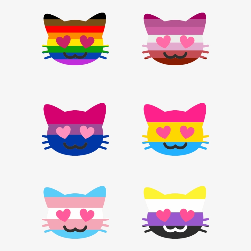 Des Emojos Chats Avec Des Yeux En Cœur Aux Couleurs, transparent png #9783506