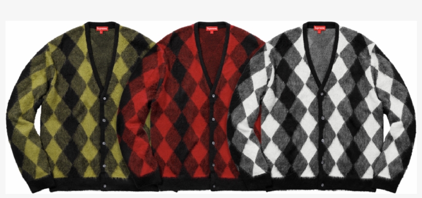 supreme brushed argyle cardigan