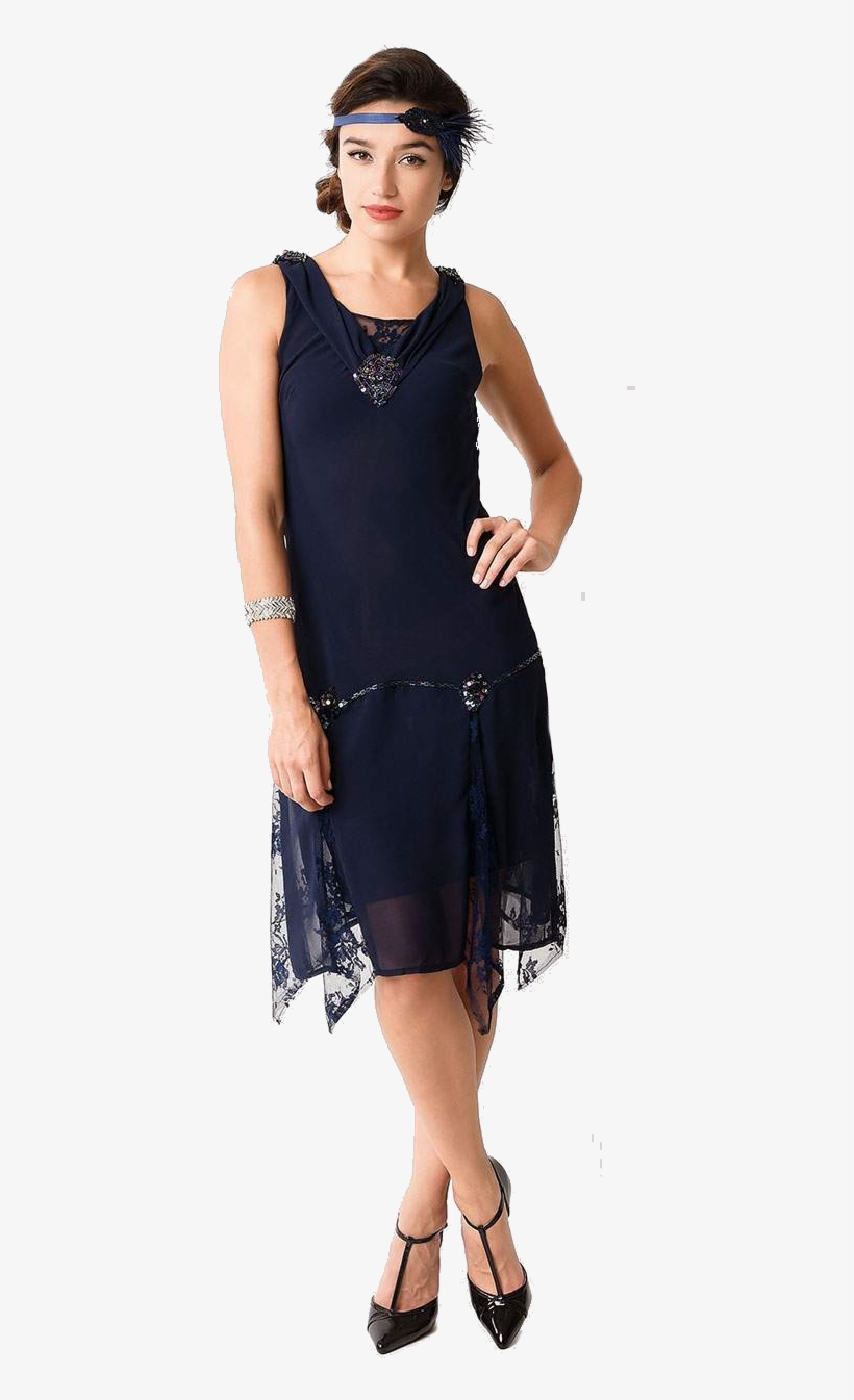 1920s Costumes Flapper Great Gatsby Gangster Girl Unique - Unique Vintage Navy Hemingway Flapper Dress, transparent png #9786281