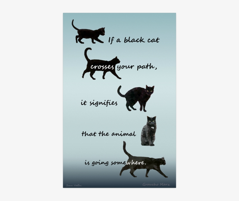 If A Black Cat Crosses Your Path, It Signifies - Poster On Superstition Drawing, transparent png #9791338