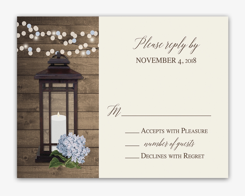 Metal Lantern Floral Wedding Rsvp Reply Cards - Hydrangea, transparent png #9796062