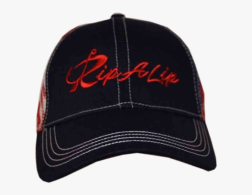 Black American Flag Mesh Back W/ Red Rip A Lip Logo - Baseball Cap, transparent png #9798493