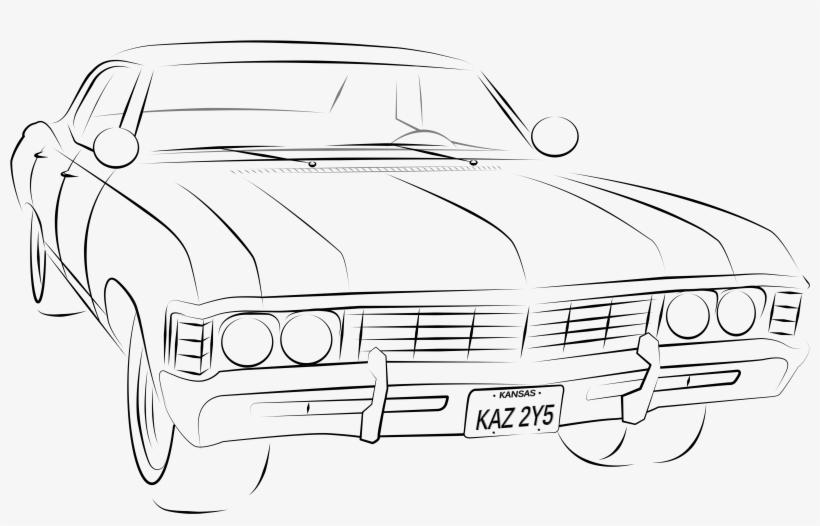 Impala Clipart Supernatural - Supernatural Impala Drawing, transparent png #980671