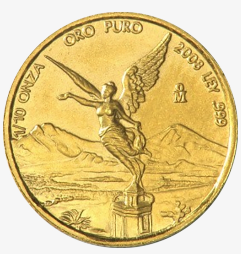 Pre-owned 2008 Mexican Libertad 1/10oz Gold Coin, transparent png #981259