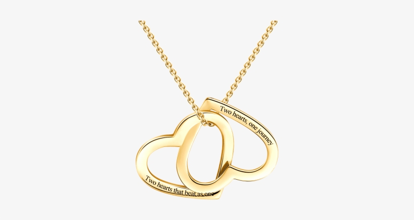 14k Gold Plated Engraved Two Heart Necklace, transparent png #981719