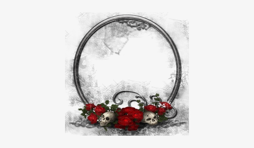 Goth Frame - Skull And Roses Frame, transparent png #982049