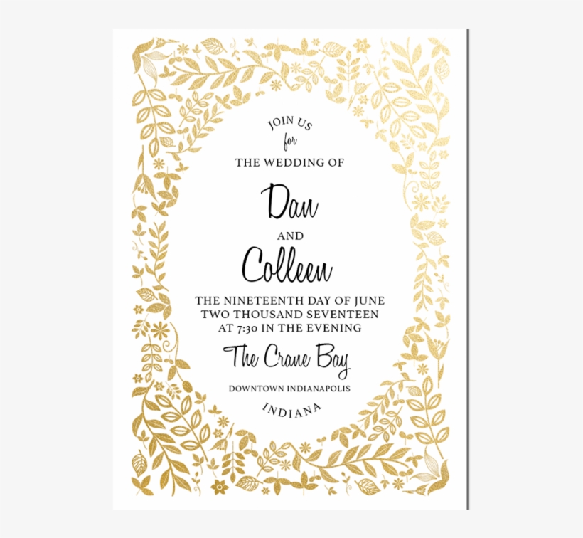 Wedding Invitations With Gold Foil And Leaf Pattern - Wedding Invitation, transparent png #983704
