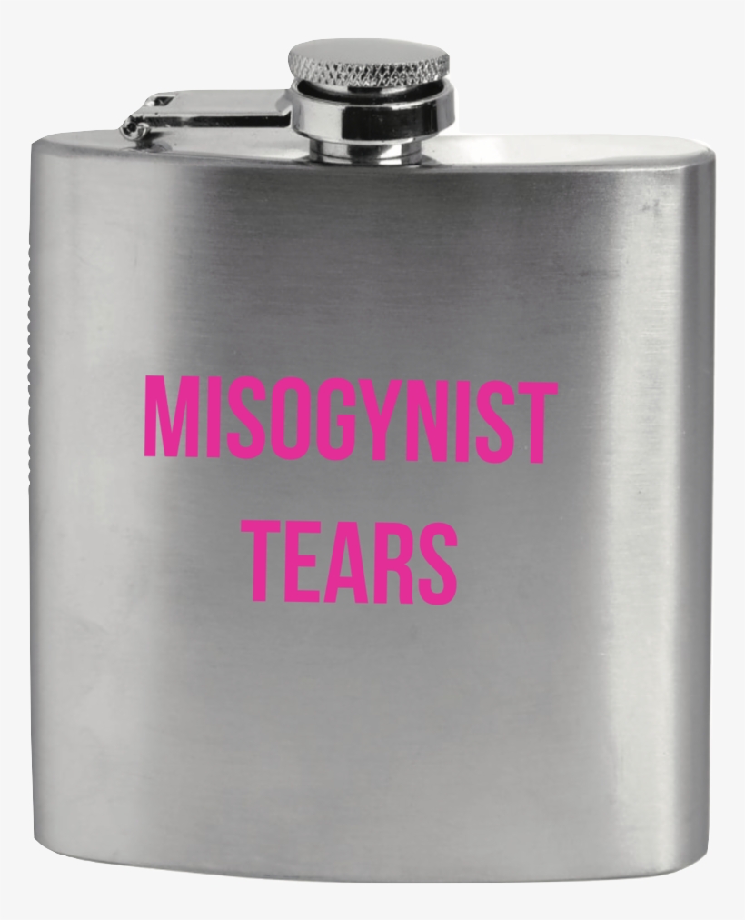 Misogynist Tears 6oz Flask - Misogynist Tears Flask In Silver With Pink Lettering, transparent png #985174