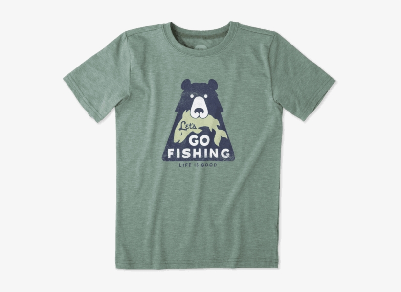 Boys Lets Go Fishing Cool Tee - Life Is Good, transparent png #987360