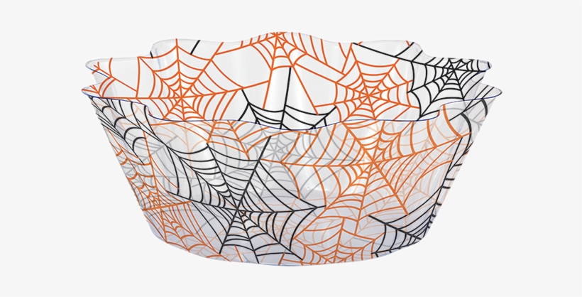 Clear Bowl With Spider Web Print For Halloween Party - Creative Converting Spiderwebs 8" Fluted Bowl/case, transparent png #987793