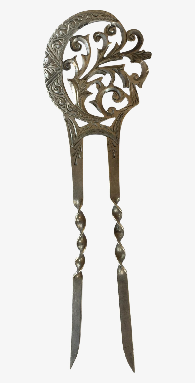 Ornate Sterling Silver Victorian Openwork Crescent - Comb, transparent png #989316