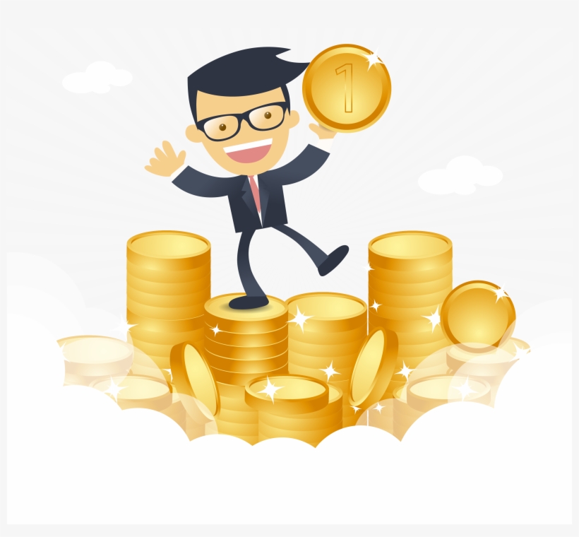 Cartoon Happy Businessman With Money Vector 3334 - Work Hard Earn Money, transparent png #989500