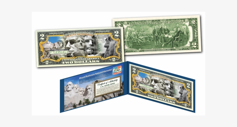 Mount Rushmore National Memorial Official $2 Bill - 2 Dollar Bill, transparent png #989972