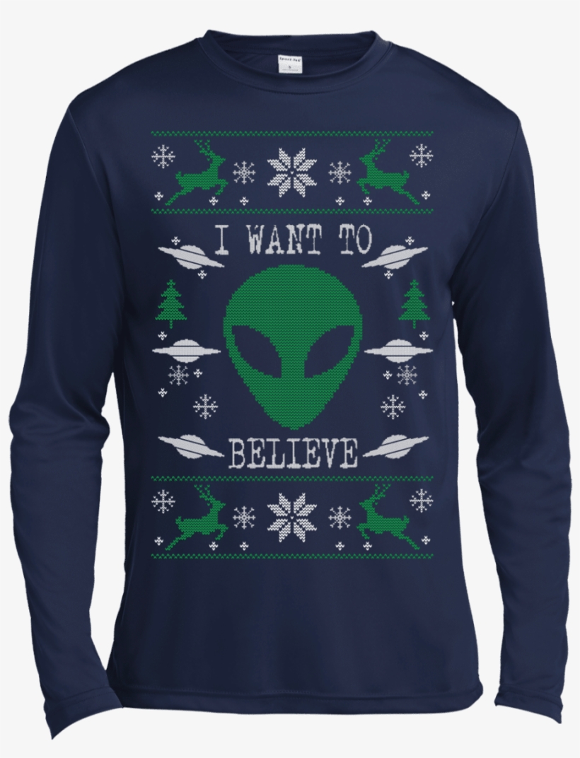 I Want To Believe X-files Ugly Sweater For Christmas - Fayetteville State University Shirt, transparent png #9800541
