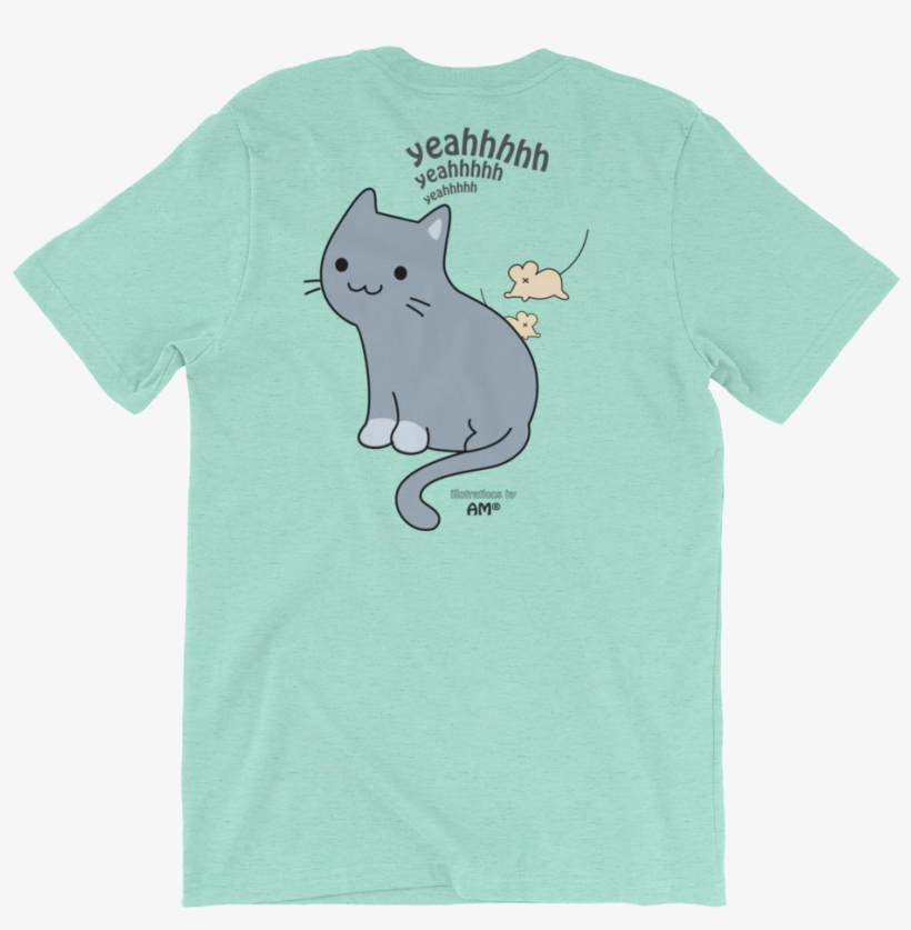 Happy Cat Heather Mint Light Cotton T-shirt - Rat, transparent png #9802155