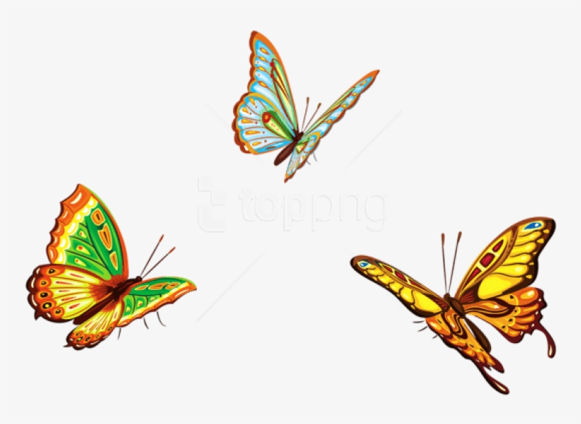 Free Png Three Butterfliespicture Png Images Transparent - Butterflies Clipart Png, transparent png #9802209