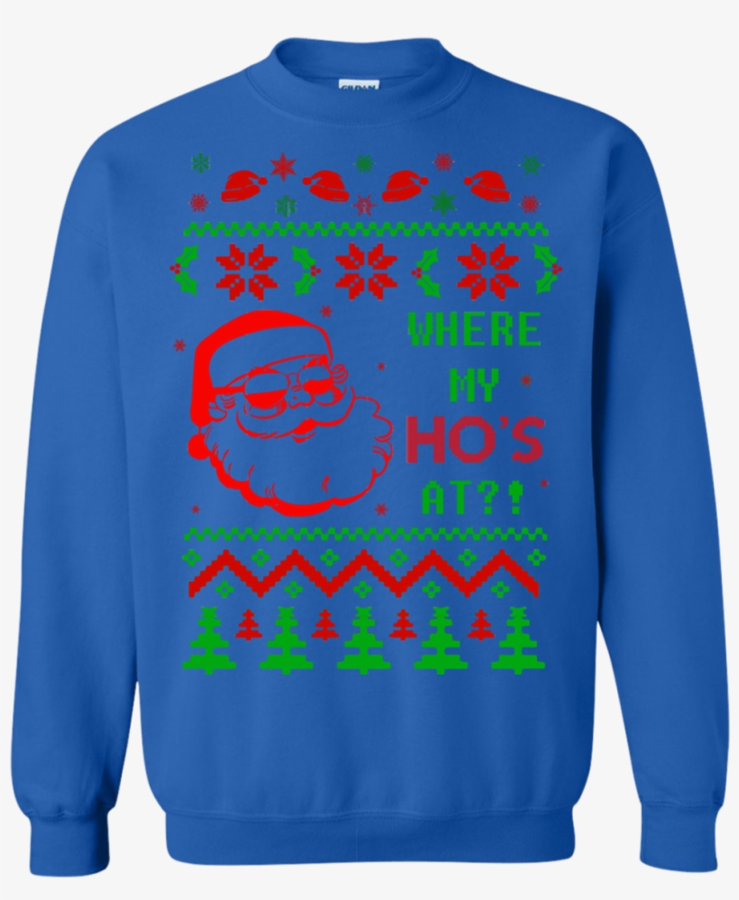 Image 297 Where Is My Ho's At Couple Christmas Sweater - Stranger Things 2 Sweatshirt, transparent png #9802450
