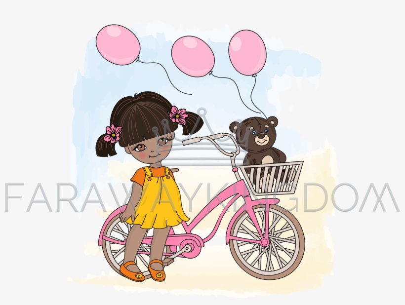 Girl Cycle Children Holiday Cartoon Vector Illustration, transparent png #9804588