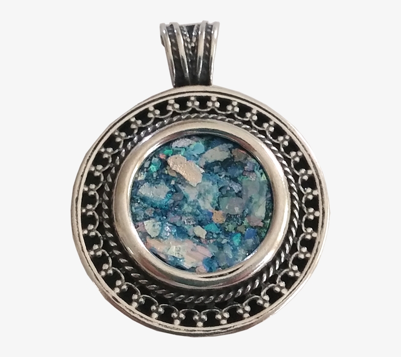 Sterling Silver Roman Glass Pendant - Moneda Sol Y Luna, transparent png #9805415