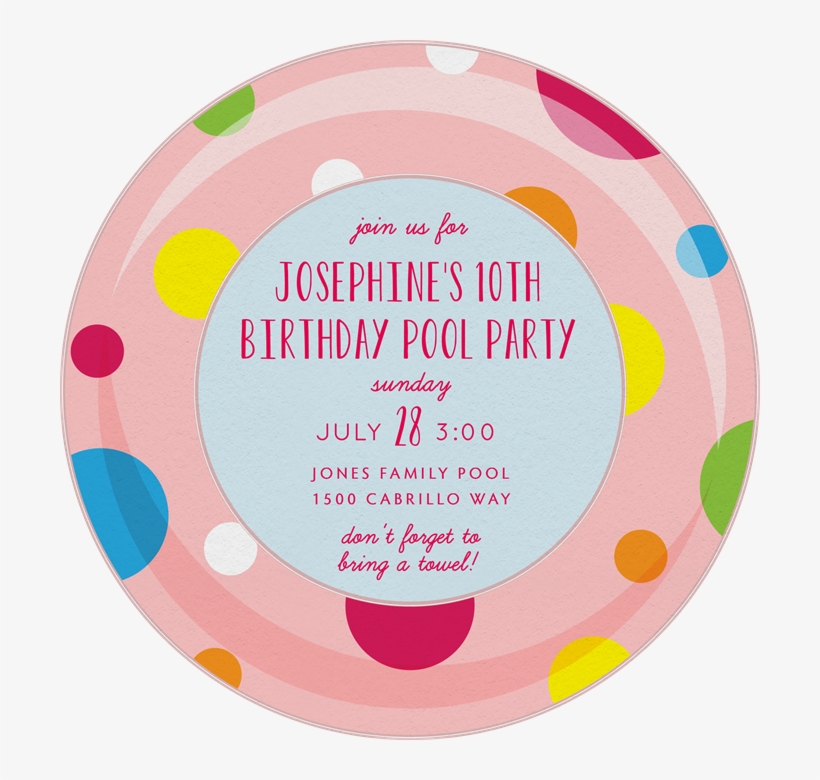 Polka Dot Inner Tube Invitation - Circle, transparent png #9805565
