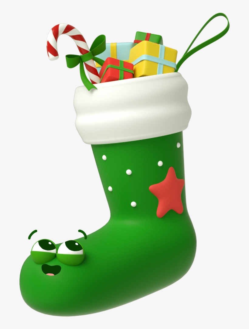 The Stickers Were First Animated In 3d Before Adding - Christmas Stocking, transparent png #9805772