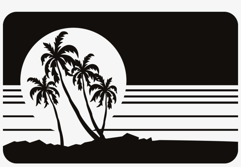 Party Beach Silhouette Labels Png - Silhouette Beach, transparent png #9806170
