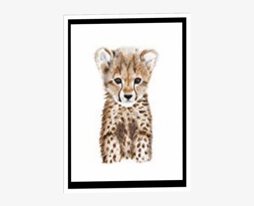 Baby Animal Posters 1 - Watercolor Baby Cheetah, transparent png #9812391