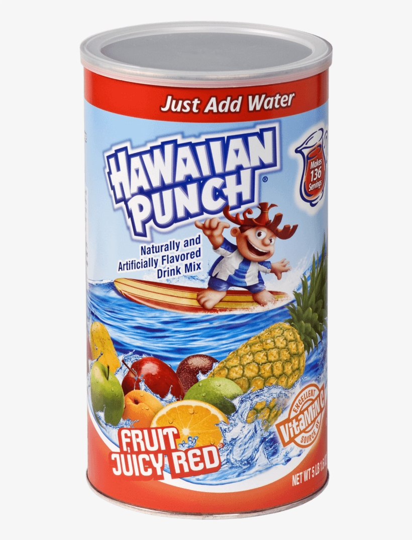 Hawaiian Punch Fruit Juicy Red Canister - Sugar Free Hawaiian Punch Singles To Go, transparent png #9814180