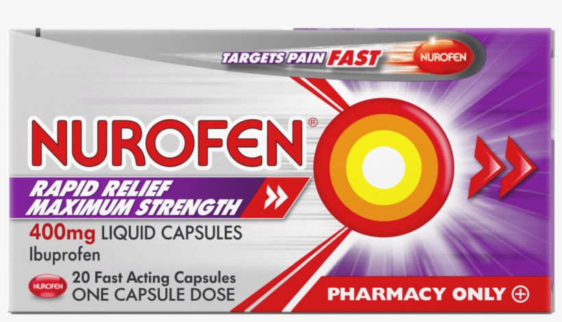 Nurofen Rapid Relief Maximum Strength Liquid Capsules - Nurofen Express 400mg Liquid Capsules, transparent png #9814635