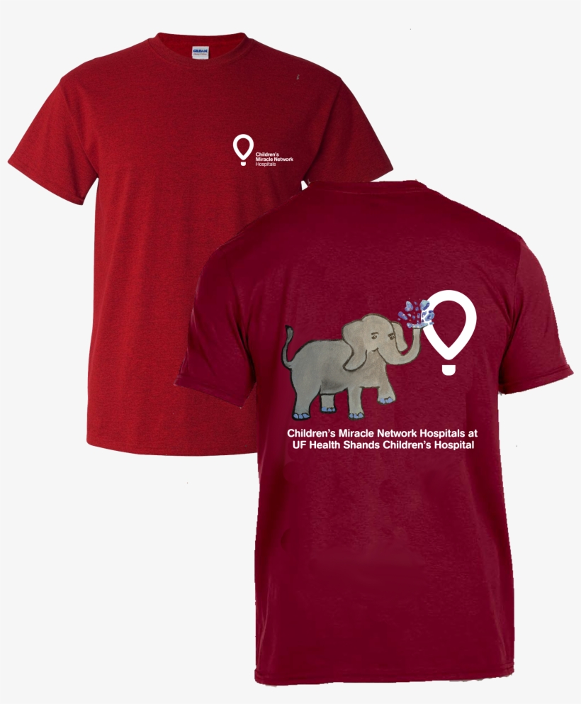 Dark Red Shirt With Gray Elephant Artwork Drawn By - Active Shirt, transparent png #9816120