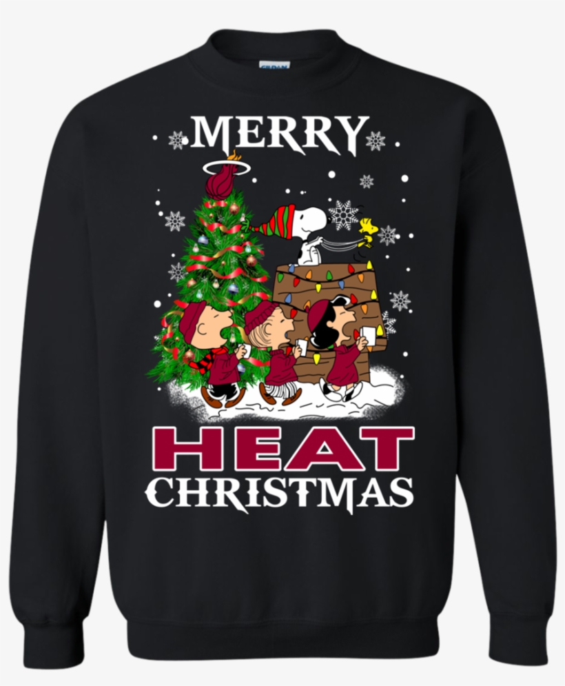 Merry Miami Heat Christmas Snoopy Ugly Sweater Style - Calgary Flames Merry Christmas, transparent png #9816535